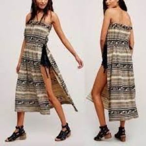 NWOT Free People New Romantic Slit Black Crème Party Intricate Dress XS X Small